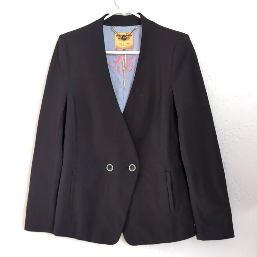 Ted Baker Double Breasted Black Blazer Jacket Women's Size 4